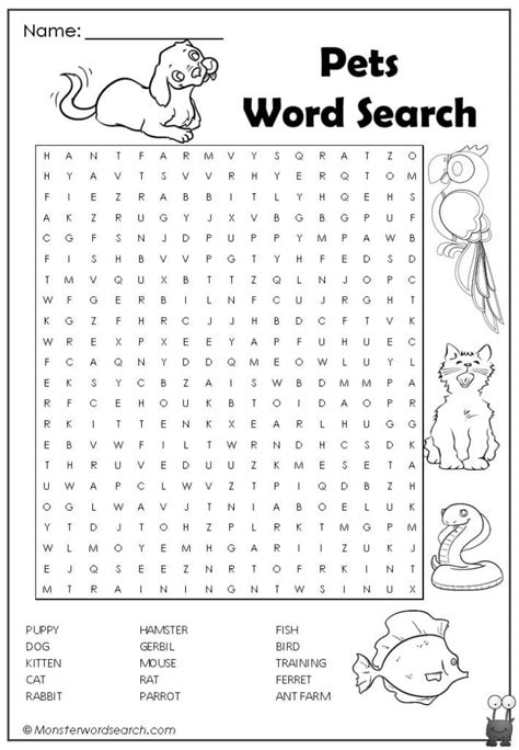 Pet Word Search Printable